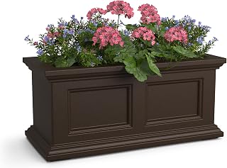 Mayne Fairfield 24in Self-Watering Rectangular Window Box Planter, Espresso | Self-watering, All season, Fade resistant, Mounting brackets included, Built-in overflow, 15-year warranty
