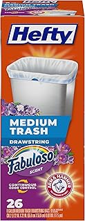 Hefty 8 Gallon Medium Trash Bags, White, Fabuloso Lavender Scent, 26ct