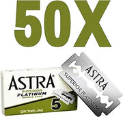 Astra Platinum Double Edge Safety Razor Blades, 50 Blades (10 x 5)
