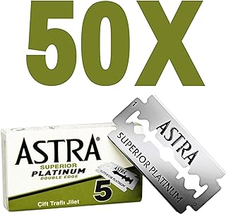 Astra Platinum Double Edge Safety Razor Blades, 50 Blades (10 x 5)
