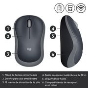 Wireless Mouse - Gray (Renewed) by Logitech – 1-Pack, Metal, gray, Model M185