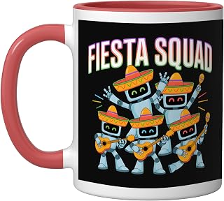 Robotics Fiesta Squad Shirts Funny Cinco De Mayo 2026 Ceramic Mug, Red/White, 11oz