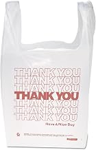 Group THW1VAL "Thank You" Handled T-Shirt Bags by Inteplast – 1Pack (900 Count), 1.0 pounds, Polyethylene, White / Red, Pack of 900