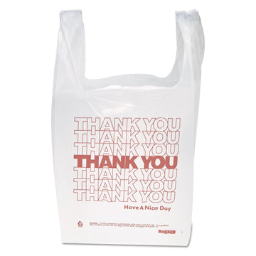 Group THW1VAL "Thank You" Handled T-Shirt Bags by Inteplast – 1Pack (900 Count), 1.0 pounds, Polyethylene, White / Red, Pack of 900