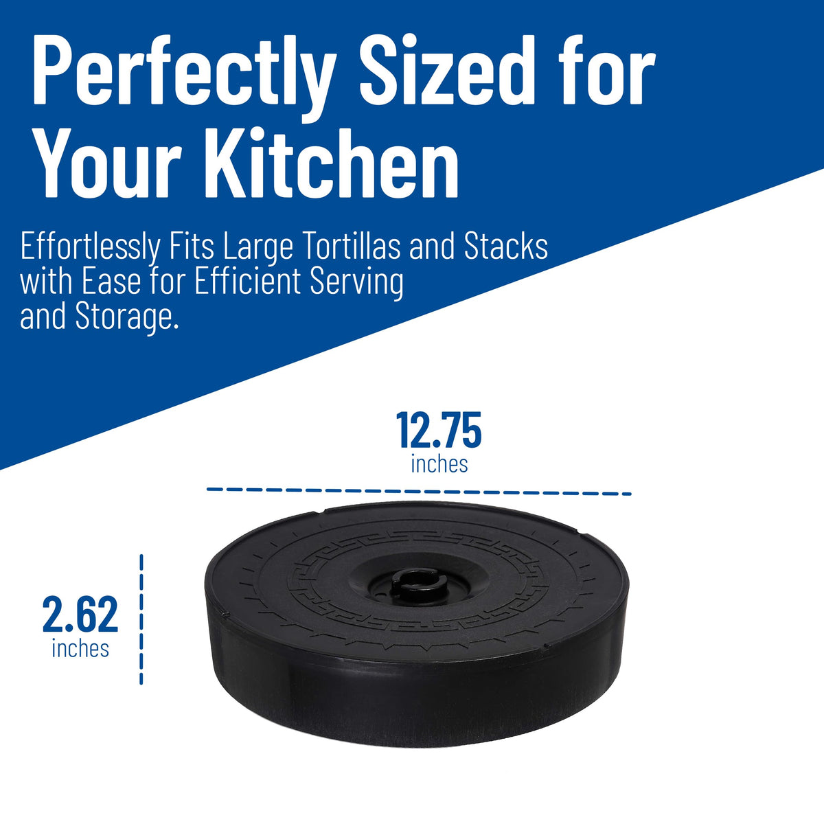 Jumbo Server Tortilla Server with Insulated Lid for Kitchens by Carlisle FoodService Products – 12" / 2", 0.0 ounces, Polypropylene (PP), Black, Model 071703