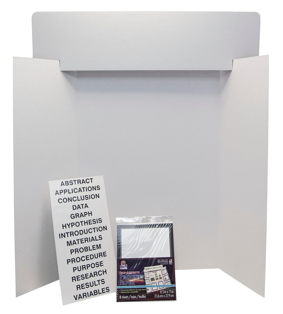 Presentation Board Project Kit with Project Papers by Pacon – 48" x 36", Paper, White, Includes Self-Adhesive Project Papers, Model 3794