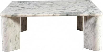Starlight Canyon Home Gray Coffee Table with Gray Marble Top, Metal Frame, Handmade Design, Modern Style, Durable Composite Wood Base for Living Room