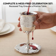 Ohmique Kiddush Cup and Tray Set, Silver Plated, One Size
