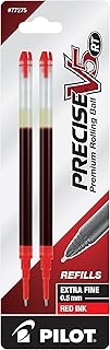PILOT Precise V5 RT Liquid Ink Refill For Retractable Pens, Extra Fine Point (0.5mm) Red Ink, 2-Pack (77275)