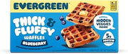 Evergreen Thick & Fluffy Waffles, Blueberry - Whole Grains, No Preservatives, Individually Wrapped, Air Fryer Ready, Frozen Breakfast, 9 oz