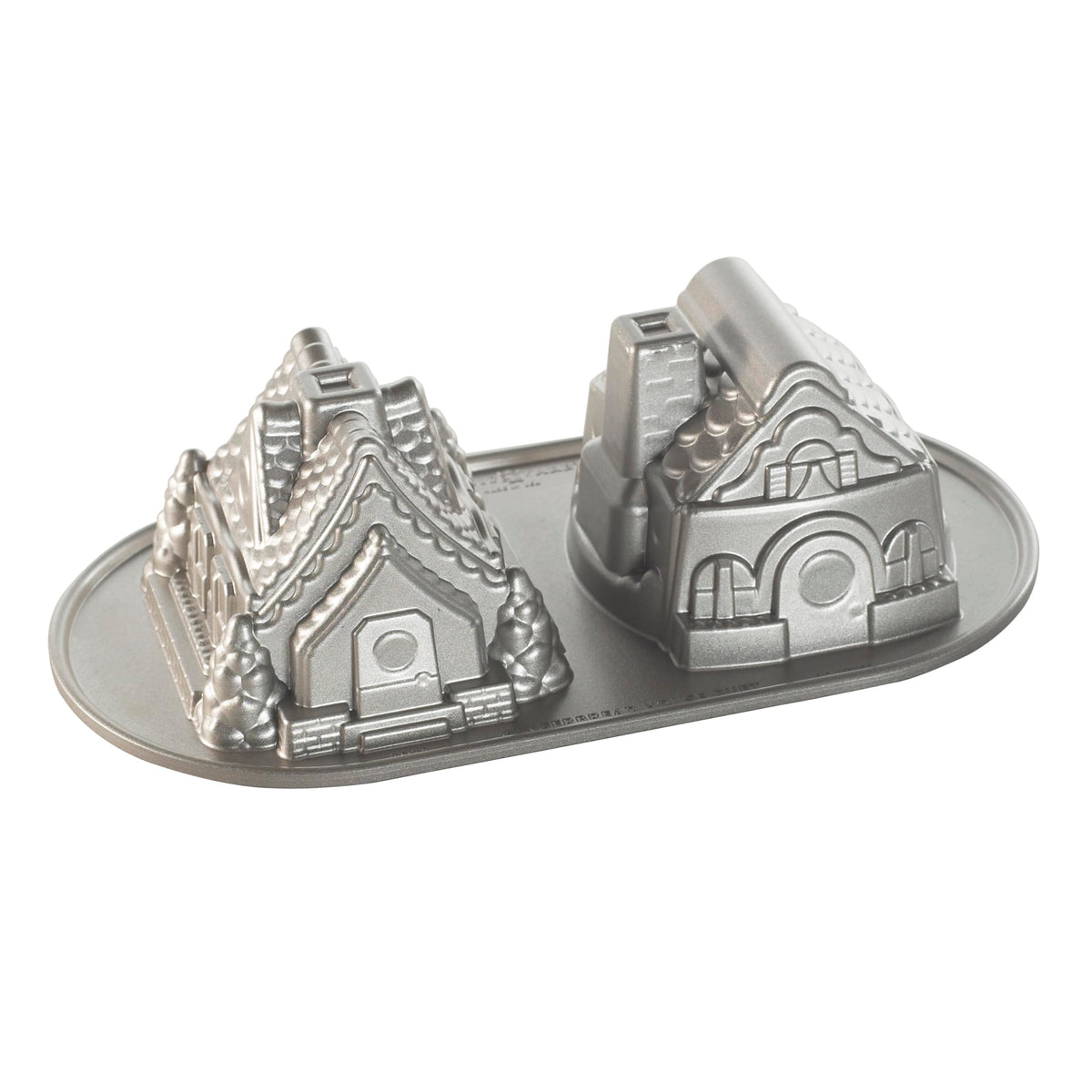Nordic Ware Gingerbread House Duet Cake Pan, 5-Cup Capacity, Silver
