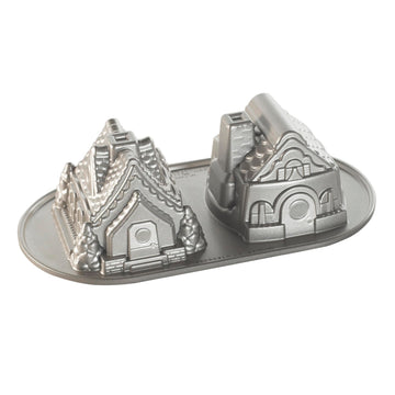 Nordic Ware Gingerbread House Duet Cake Pan, 5-Cup Capacity, Silver