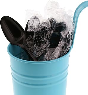 AmerCareRoyal Medium Weight Individually Wrapped Disposable Polypropylene Plastic Teaspoons for Restaurants and Catering, Black, Pack of 1000