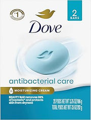 Dove Beauty Bar Soap Antibacterial Care 2 Count For Clean, Moisturized Skin, Removes Bacteria 3.75 oz