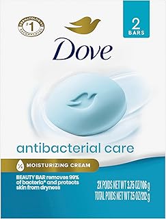 Dove Beauty Bar Soap Antibacterial Care 2 Count For Clean, Moisturized Skin, Removes Bacteria 3.75 oz