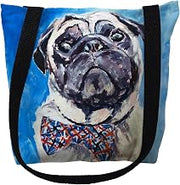Betsydrake TY1024G 18 x 18 in. Gus Pug Tote Bag - Large Black