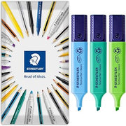 STAEDTLER 364 Textsurfer Classic Highlighter Marker Pen Set | 1-5mm Chisel Tip | Stationery Pack of 3 Highlighters for Home, Work, Office | In Envelope Gift Packaging (Green, Blue, Turquoise)