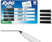 EXPO Dry Erase Markers, Low Odor Ink, Black, Ultra Fine Tip, 4 Count