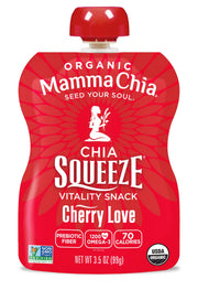 Mamma Chia Cherry Love / 3.5 Ounce (Pack of 16) / Vitality Pouches Fruit Snacks