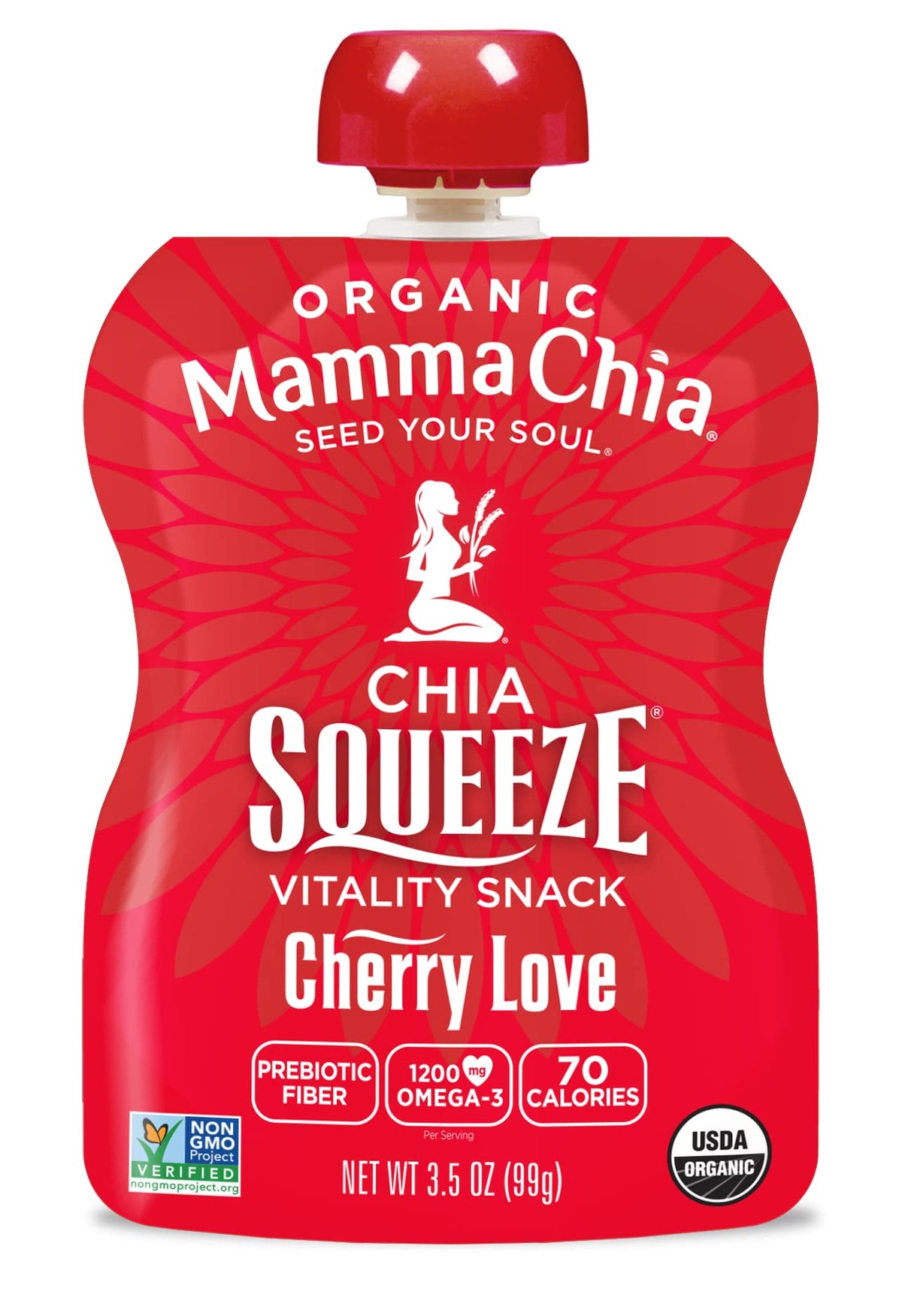 Mamma Chia Cherry Love / 3.5 Ounce (Pack of 16) / Vitality Pouches Fruit Snacks