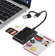 7 in 2 USB C/A SIM Card Adapter for iPhone,Smart Card Reader for Military CAC Military Card Reader,SD/TF/SIM/PIV/M2/IC/ID/MS Pro Duo Memory Card Reader for iPhone,iPad,Windows,Mac,Linux