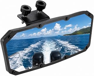 Boat Rear View Mirror for Thunder Jet 185 Luxor 2016–Present, Convex Boat Mirror with Adjustable Clamp Mount, Wide Angle Marine Rearview Mirror Fits 0.4"-1.2" Rails | Wide-angle convex mirror expands rear visibility with a stable clamp mount for safer boating and towing.