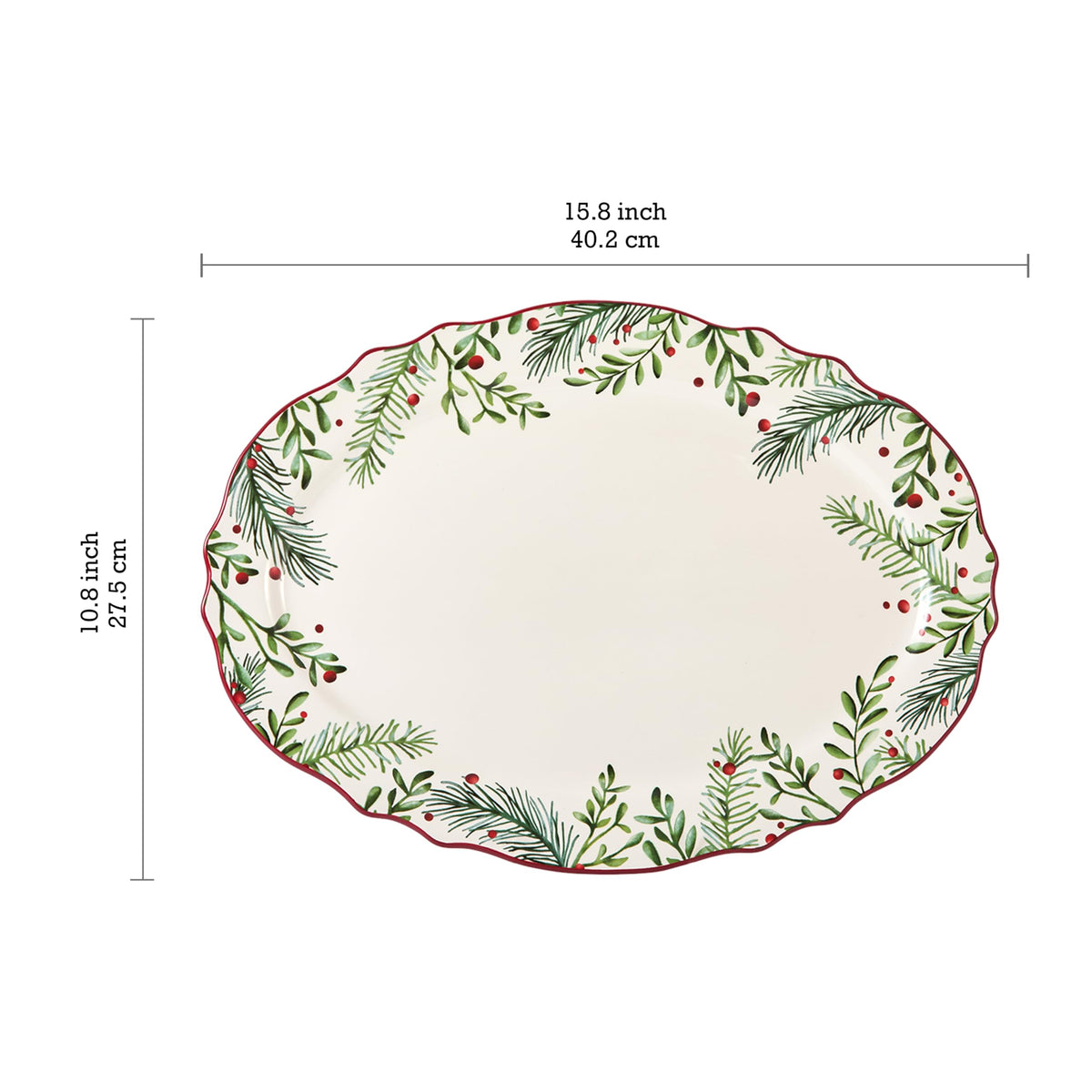 Bico Santa On The Way Scalloped Oval Platters, Large and Medium 16 and 14 Inch, Set of 2