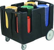 Carlisle FoodService Products ADD403 Optimizer Polyethylene Dish Dolly with 4 Dividers, 43" Length x 28" Width x 31.73" Height, Black