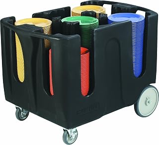 Carlisle FoodService Products ADD403 Optimizer Polyethylene Dish Dolly with 4 Dividers, 43" Length x 28" Width x 31.73" Height, Black