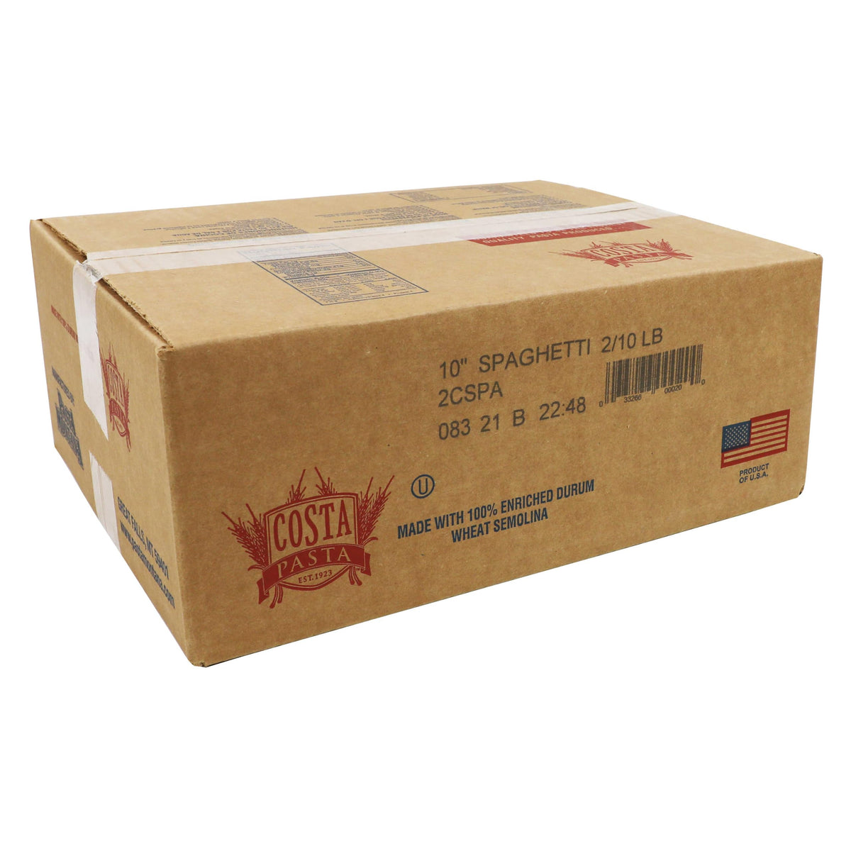 Costa 10" Spaghetti by Costa Pasta by Pasta Montana, LLC – 20 Pound (Pack of 1), Pack of 2