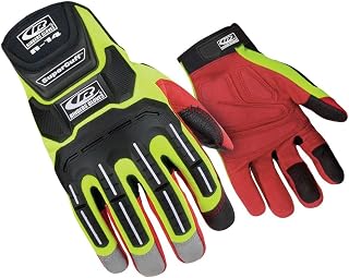 Ansell Ringers Gloves R-14 Mechanics HiVis, Cut and Impact Protection, Padded Palm, XXX-Large