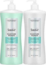 Suave Moisture Repair Sulfate Free Shampoo and Conditioner Set with Hyaluronic Acid, Aloe Vera for Deep Hydration on Dry, Damaged, Color Treated Hair, Soft Silky Shine, 28 Fl Oz Each