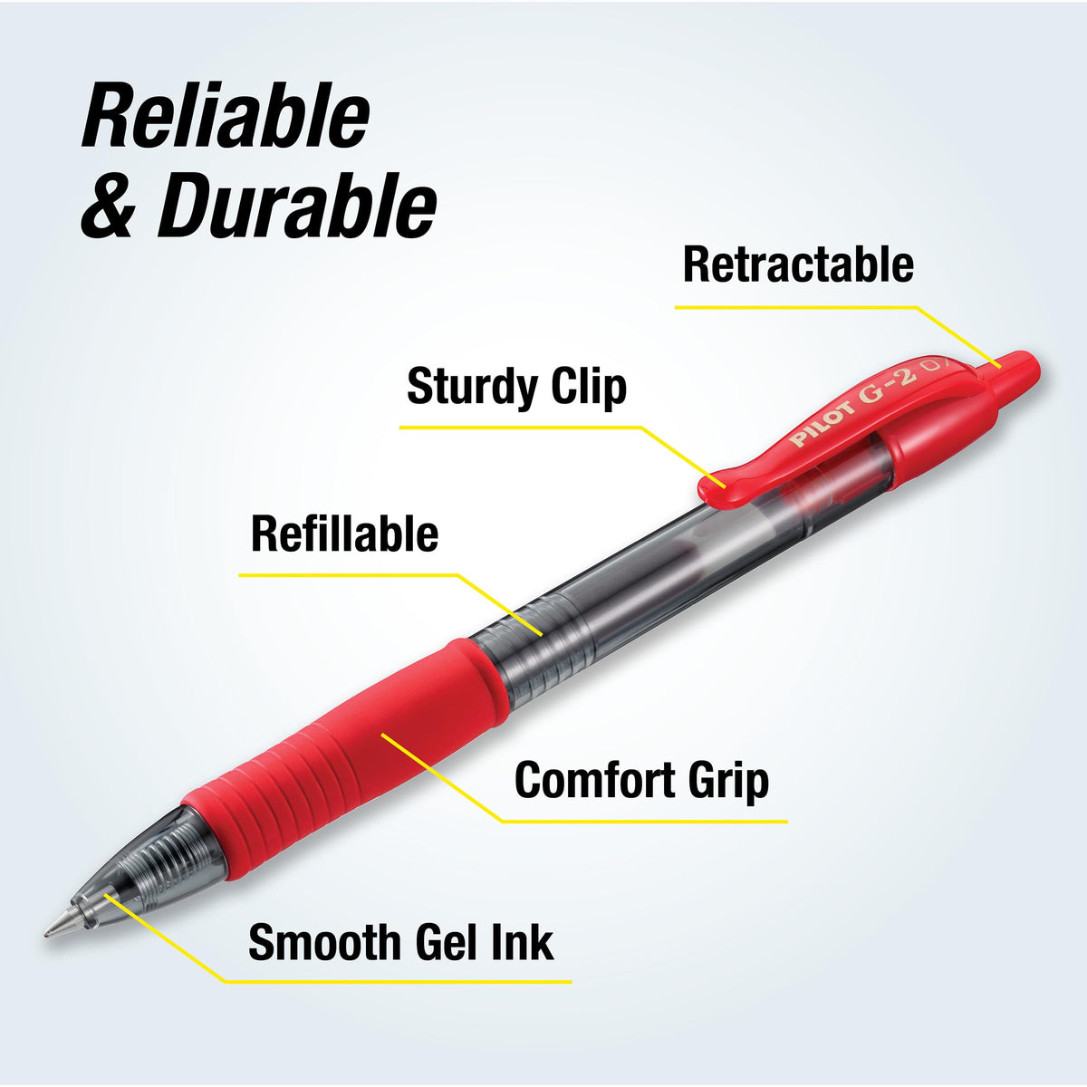 G2 Fine Point Red Gel Ink Pens by PILOT – 12 Count (Pack of 1), Plastic, Red Ink, Model 31022