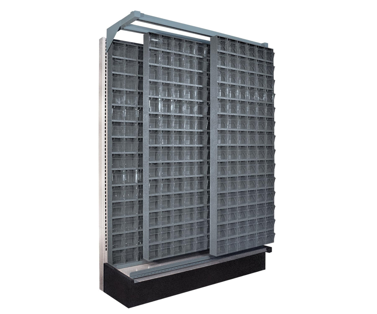 QUANTUM STORAGE SYSTEMS 48"W x 19"D x 75"H / 112 Drawers Gondola Slider Systems Gray / Gray Open Storage Bins