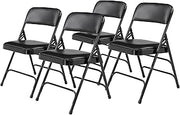 Premium Padded Portable Folding Chairs by National Public Seating – 1300 Series Upholstered, Heavy-Duty Foldable Chairs for Indoor & Outdoor Use – Set of 4, Comfortable & Durable, Black