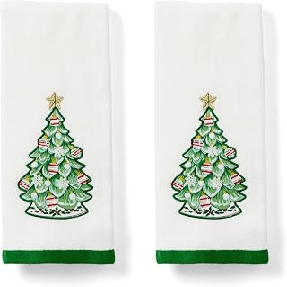 Lenox Advent Tree Kitchen Towels, Set of 2, White, 16" W x 26" L