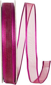 Reliant Ribbon Charlize Sheer Satin Wired Edge, Plum, 5/8 Inch, 50 Yards
