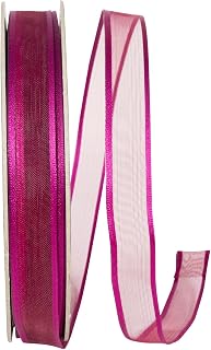 Reliant Ribbon Charlize Sheer Satin Wired Edge, Plum, 5/8 Inch, 50 Yards