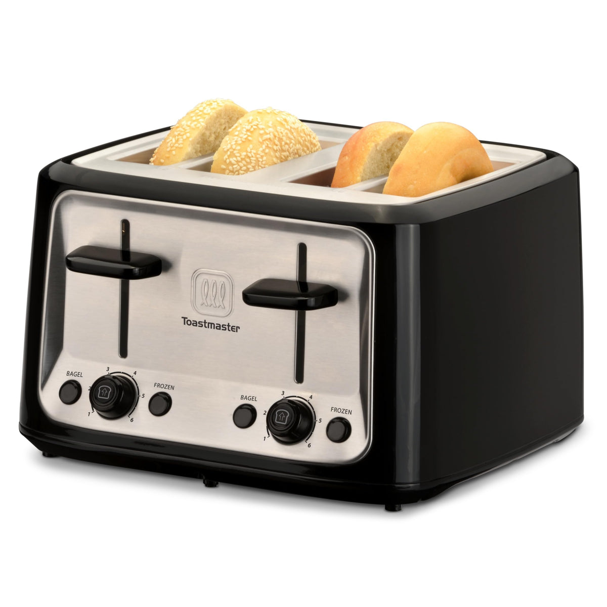 4-Slice Toaster - Black with Stainless Steel - Multi-Function Toaster with Adjustable Browning Controls - For Sandwich Toasting by Toastmaster – 4-Slice, Plastic, Model TM-46TS