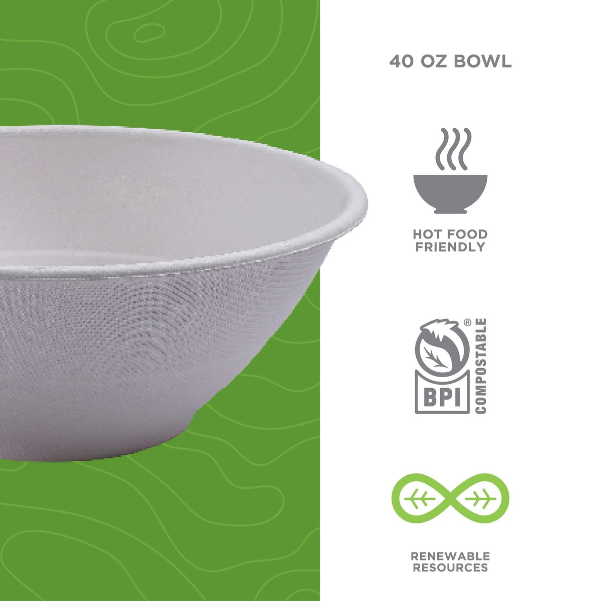 ECO PRODUCTS 40oz / White / Noodle Bowls (Vanguard) Bowls
