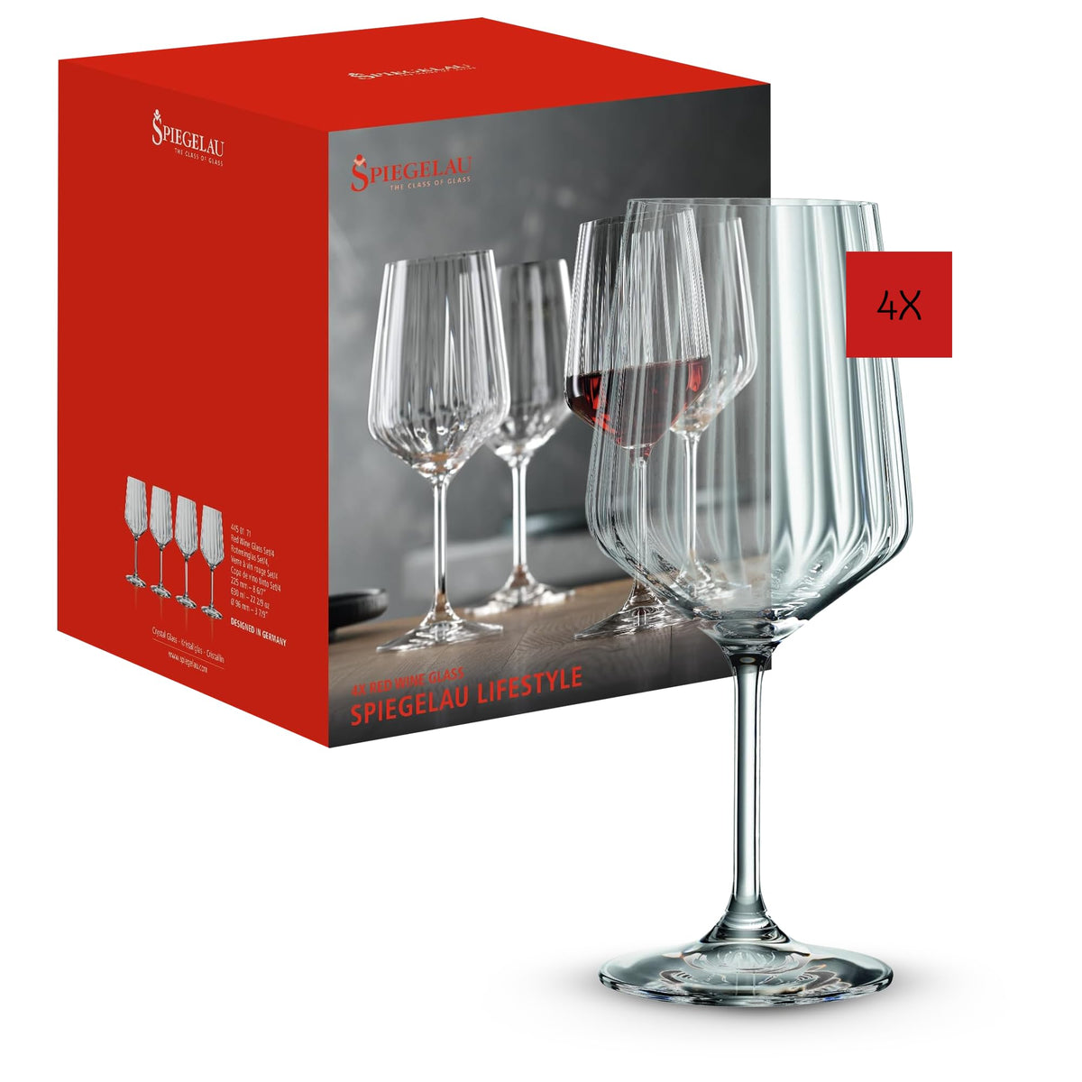 & Nachtmann Red Wine Glasses by Spiegelau – 21.3 Ounces, 630 milliliters, Glass, Red, Model 4450171