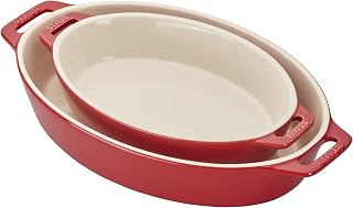 STAUB Ceramic Oval Baking Dish Set, 2-piece, Cherry