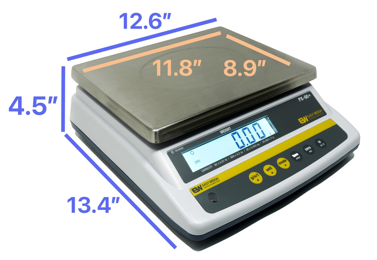 PX 60 x 0.01 LB Capacity Digital Scale Rechargeable Battery Operated LCD Display Stainless Steel Platter KG Grams Ounces OZ Kitchen Deli Produce Electronic NTEP (PX-60) by Easy