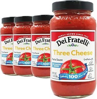 Dei Fratelli Three Cheese Pasta Sauce (24 oz. jars; 4 pack) - No Water Added - Never from Tomato Paste - 5th Generation Recipe