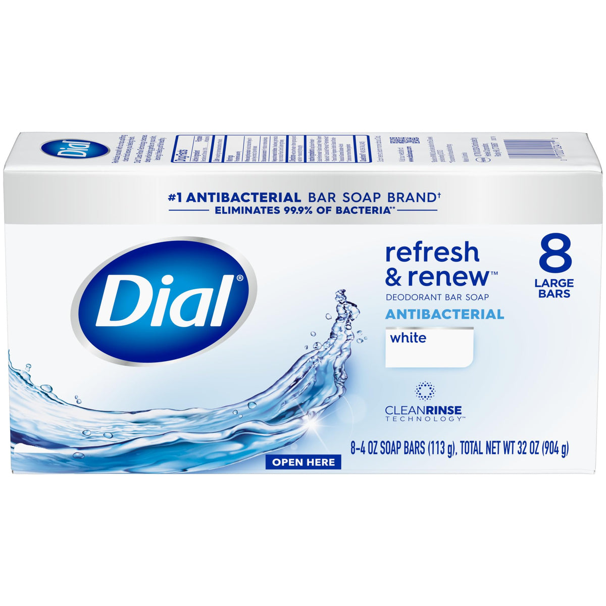 Antibacterial Bar Soap by Dial – 4 Ounce (Pack of 32), White, Pack of 32, Model 00017000312354
