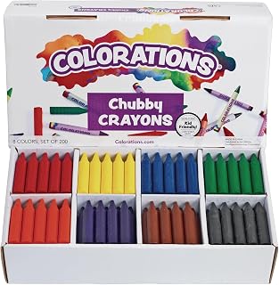 Colorations Chubby Crayons for Kids, 200 Count, 8 Colors