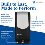 Rely Hybrid Liquid Soap Dispenser by San Jamar – 900.0 milliliters, Metal, Black, Model SH970BKSS