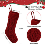 Doitory Christmas Stockings, Knitted Acrylic, 6 Pack in Red White Green