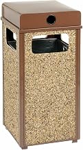 Global Industrial 24 Gallon Stone Panel Trash Weather Urn, 17-1/2" Square X 36" H, Brown
