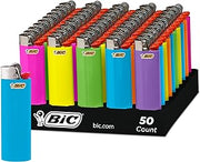 BIC Classic Lighters, Pocket Lighter Style, 50 Count Tray, Assorted Colors